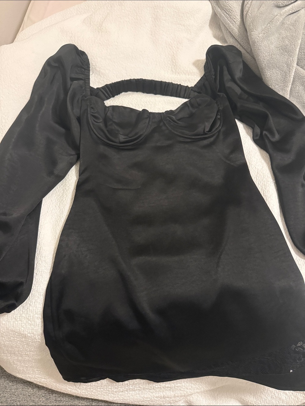 Princess Polly Black Satin Long Sleeve Mini Dress